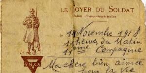 Carte lettre d'Achille Marius MAILLET du 11 novembre 1918
