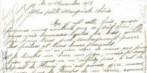 Lettre de Raymond Chalumet à sa fiancée Marguerite Boret annonçant la fin de la guerre |  11 novembre 1918 (page 1)