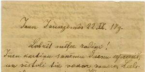 Letter to Otilija Krampe family in Valmiera from aunt Maria